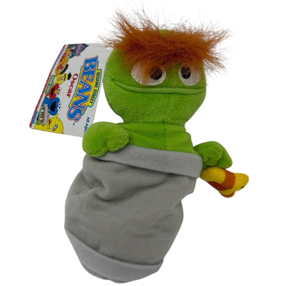 Tyco Sesame Street Beans Oscar the Grouch Plush 1997 Vintage‎ Stuffed Animal Toy